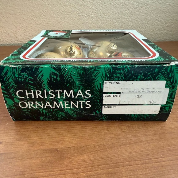 VTG Kurt S. Adler 5 Gold Hand Painted Santa Claus Glass Ornaments Santas World - Picture 8 of 10